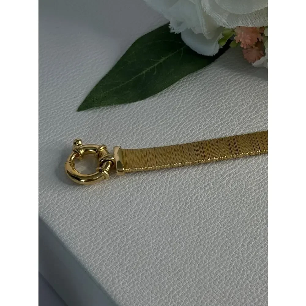 Elegant 925 Sterling Silver V Italy Gold Plated Bracelet Length 7 Inch